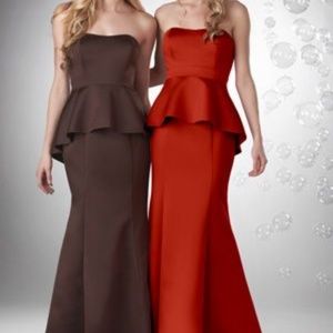 Bari Jay  Satin Peplum Gown